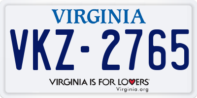 VA license plate VKZ2765