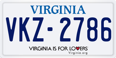 VA license plate VKZ2786
