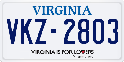 VA license plate VKZ2803