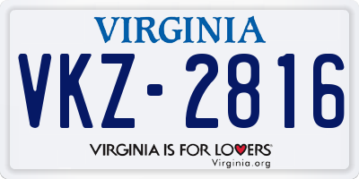 VA license plate VKZ2816