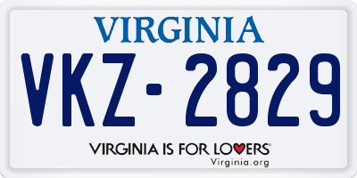 VA license plate VKZ2829
