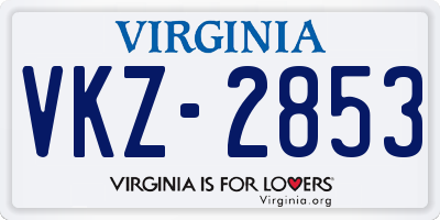 VA license plate VKZ2853