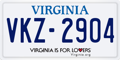 VA license plate VKZ2904