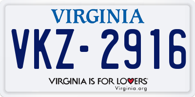 VA license plate VKZ2916