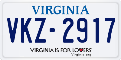 VA license plate VKZ2917