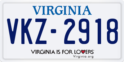 VA license plate VKZ2918