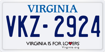 VA license plate VKZ2924