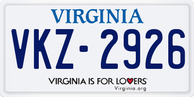 VA license plate VKZ2926