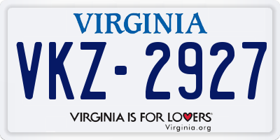 VA license plate VKZ2927