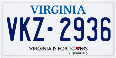 VA license plate VKZ2936