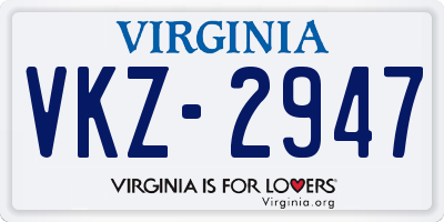 VA license plate VKZ2947