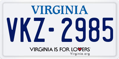 VA license plate VKZ2985