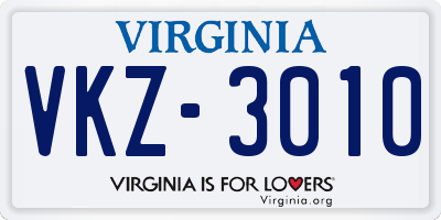 VA license plate VKZ3010