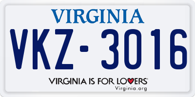 VA license plate VKZ3016