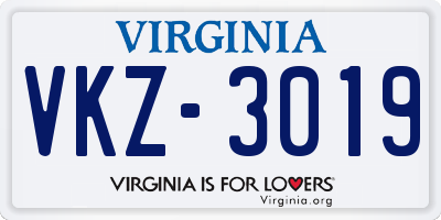 VA license plate VKZ3019