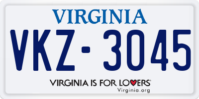 VA license plate VKZ3045