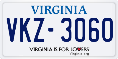 VA license plate VKZ3060