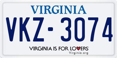 VA license plate VKZ3074