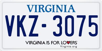 VA license plate VKZ3075