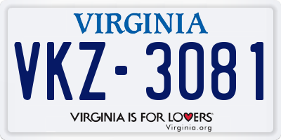 VA license plate VKZ3081