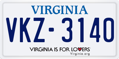 VA license plate VKZ3140