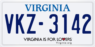 VA license plate VKZ3142