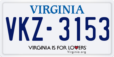 VA license plate VKZ3153