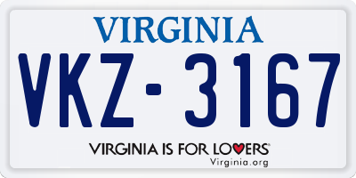 VA license plate VKZ3167