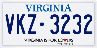 VA license plate VKZ3232