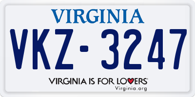 VA license plate VKZ3247