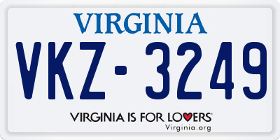 VA license plate VKZ3249