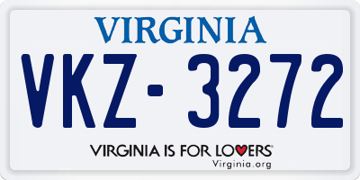 VA license plate VKZ3272