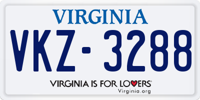 VA license plate VKZ3288