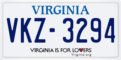 VA license plate VKZ3294