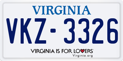 VA license plate VKZ3326