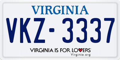 VA license plate VKZ3337