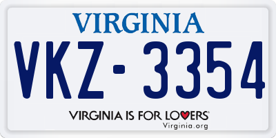 VA license plate VKZ3354