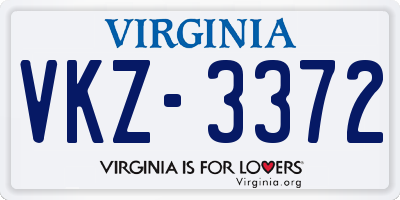 VA license plate VKZ3372