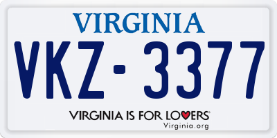 VA license plate VKZ3377