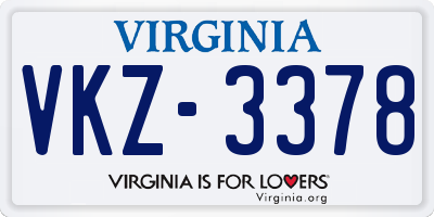 VA license plate VKZ3378