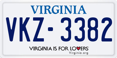 VA license plate VKZ3382