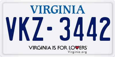 VA license plate VKZ3442