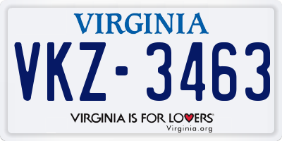 VA license plate VKZ3463