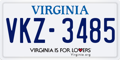 VA license plate VKZ3485