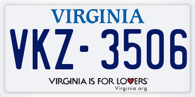 VA license plate VKZ3506