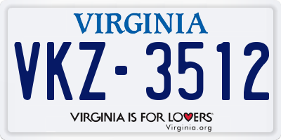 VA license plate VKZ3512