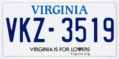VA license plate VKZ3519