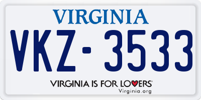 VA license plate VKZ3533