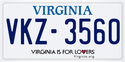 VA license plate VKZ3560