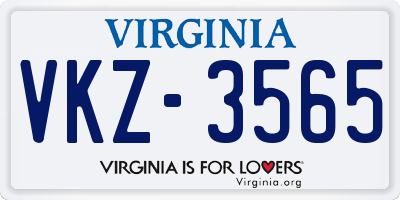 VA license plate VKZ3565